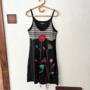 Embroidered Tank Dress Nepal Bohemian Wearable Art Sustainable Hippie Colorful